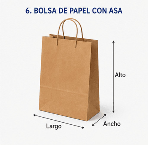 Bolsa de papel kraft con asa para retail y entregas en mano, personalizable con impresión